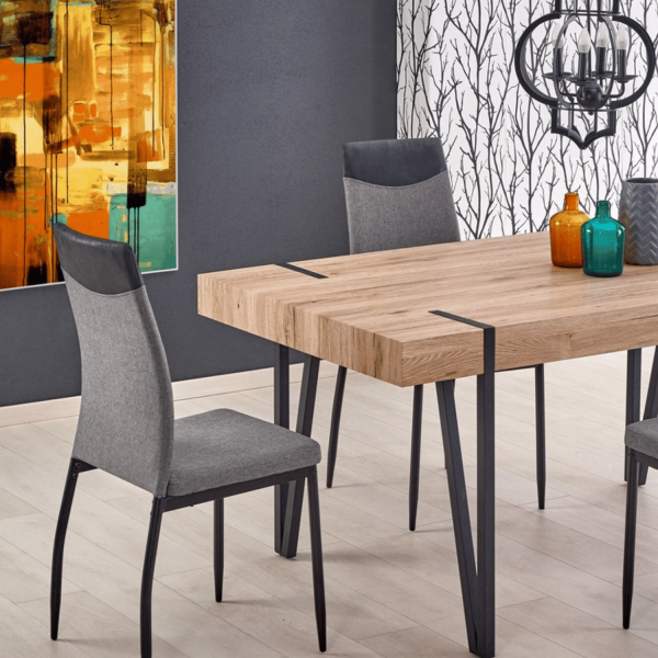 Industrialny Stół do Salonu Jadalni Loft Metalowe Nogi 170x90 Dąb San Remo Czarny YOHANN Halmar