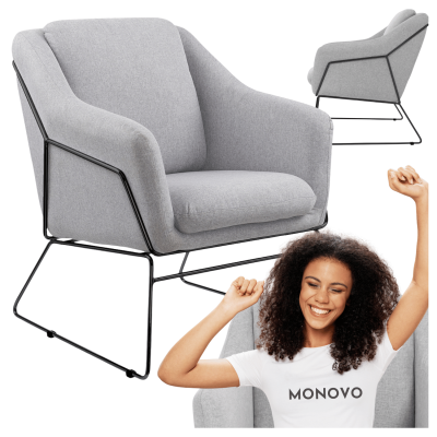 Fotel Wypoczynkowy do Salonu Loft SOFT 2 Szary Czarny Tapicerowany