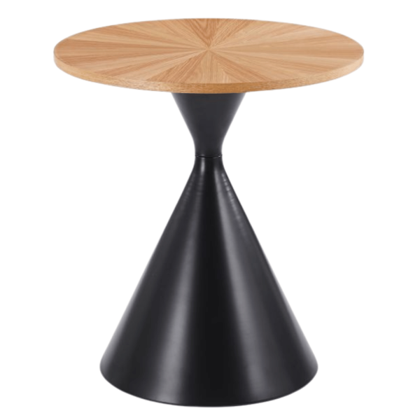 Stolik Kawowy Okrągły do Salonu 50 cm Dąb Naturalny Loft Czarna Noga Ława do Salonu LEO
