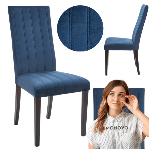Krzesło Tapicerowane Loft Velvet DIEGO 2 Granatowe Niebieskie Halmar