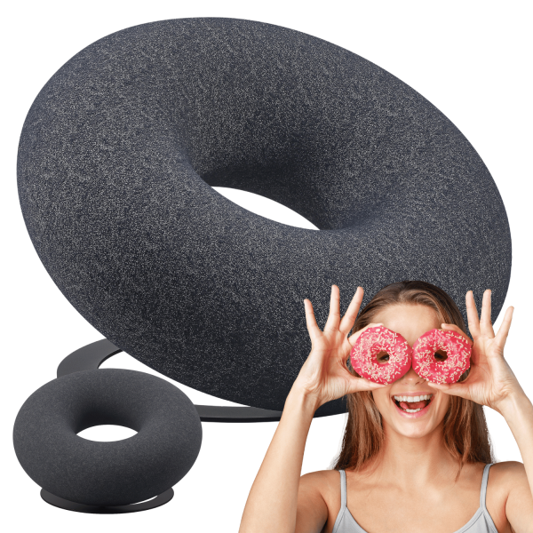Designerski Fotel Wypoczynkowy Stylowy Pączek do Cukierni Restauracji Szary Popiel DONUT