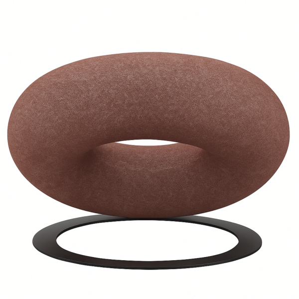 Brązowy Designerski Fotel Wypoczynkowy Stylowy Pączek do Cukierni Restauracji Cynamonowy Miedziany DONUT