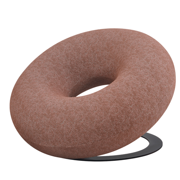 Brązowy Designerski Fotel Wypoczynkowy Stylowy Pączek do Cukierni Restauracji Cynamonowy Miedziany DONUT