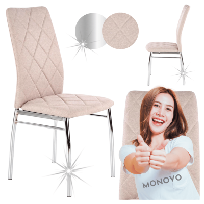 Krzesło Tapicerowane Metalowe Pikowane do Jadalni K309 Beżowe Halmar