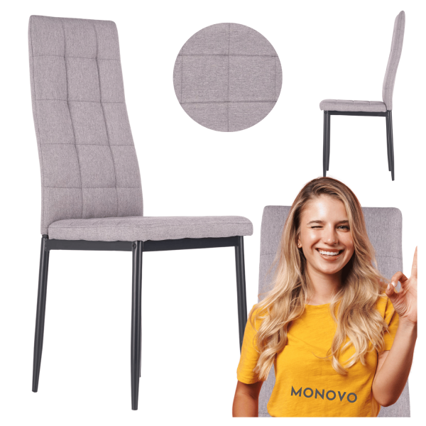 ❤️ Krzesło Loft Tapicerowane Pikowane K292 Popielate Szare Halmar ⭐