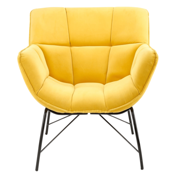 Fotel Wypoczynkowy do Salonu Pokoju Loft BELTON Żółty Pikowany Welur