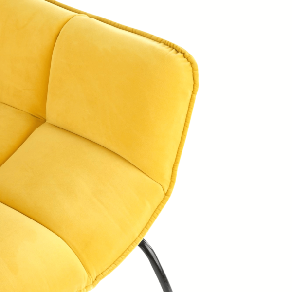 Fotel Wypoczynkowy do Salonu Pokoju Loft BELTON Żółty Pikowany Welur