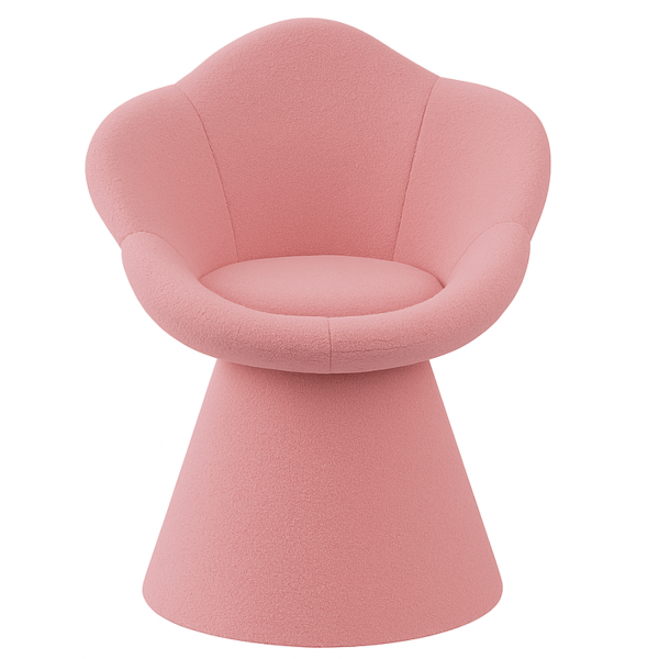 Różowe Krzesło Designerskie Minimalistyczne Tapicerowane Nowoczesne Baranek Boucle Teddy Róż JASMINE