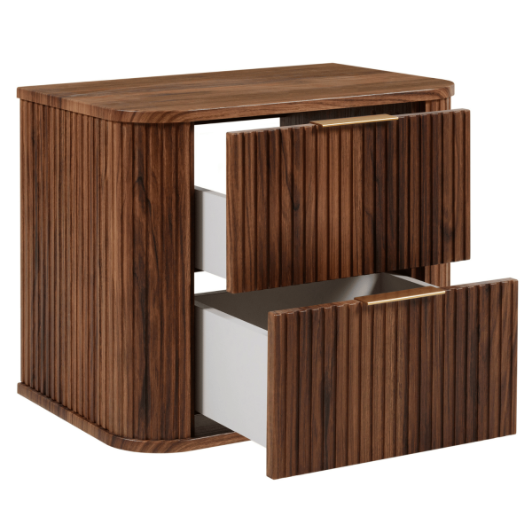 Elegancka Ryflowana Szafka Łazienkowa Wisząca Dąb Orzech pod Umywalkę 60 cm ELEGANCE