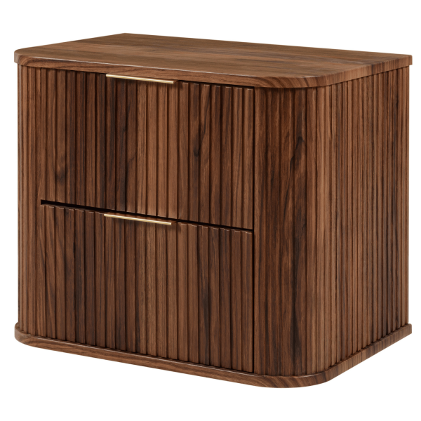 Elegancka Ryflowana Szafka Łazienkowa Wisząca Dąb Orzech pod Umywalkę 60 cm ELEGANCE