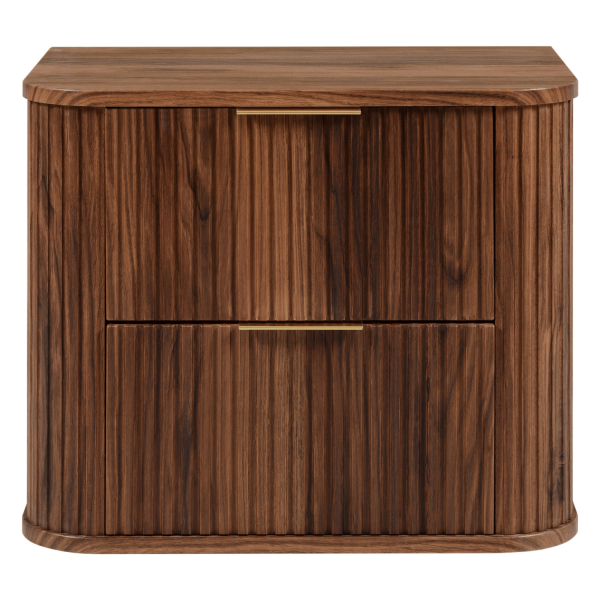 Elegancka Ryflowana Szafka Łazienkowa Wisząca Dąb Orzech pod Umywalkę 60 cm ELEGANCE