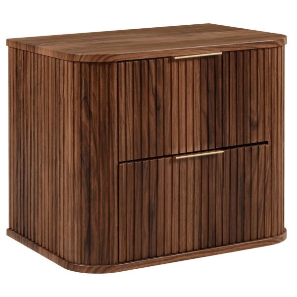 Elegancka Ryflowana Szafka Łazienkowa Wisząca Dąb Orzech pod Umywalkę 60 cm ELEGANCE