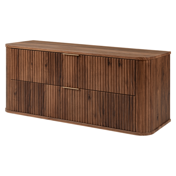 Nowoczesna Szafka Dąb Orzech do Łazienki Wisząca 120 cm pod Umywalkę Retro ELEGANCE