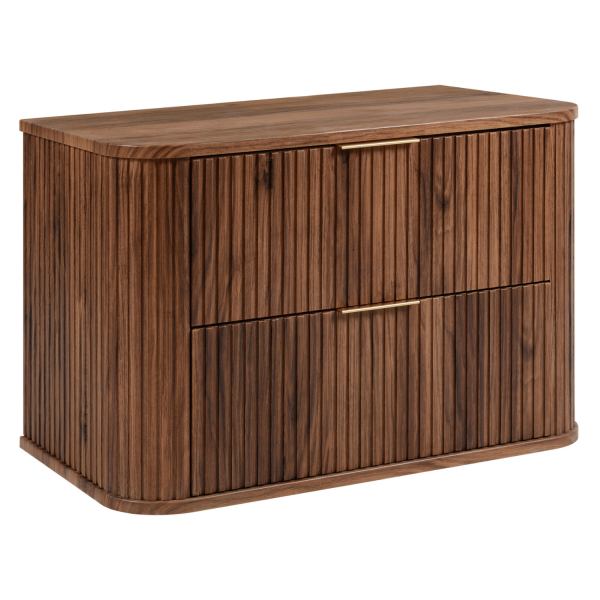 Dąb Orzech Szafka do Łazienki 80 cm pod Umywalkę Nowoczesna Ryflowana ELEGANCE
