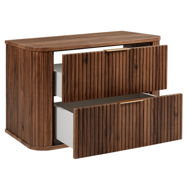 Dąb Orzech Szafka do Łazienki 80 cm pod Umywalkę Nowoczesna Ryflowana ELEGANCE
