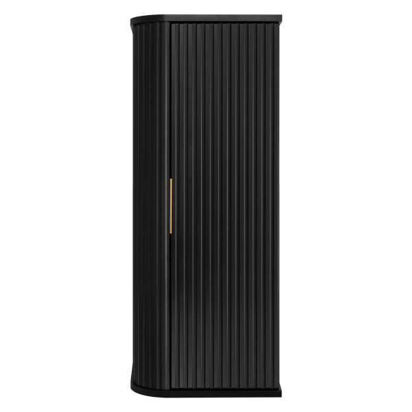 Wiszący Półsłupek Czarny Matowy 79 cm Ryflowany Łazienkowy Elegancki ELEGANCE