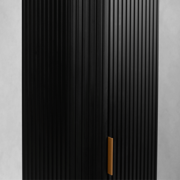 Wiszący Półsłupek Czarny Matowy 79 cm Ryflowany Łazienkowy Elegancki ELEGANCE