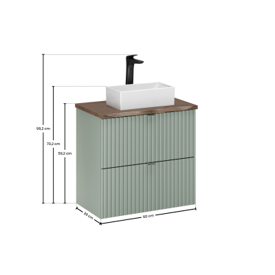 Set-Lrg B Nat Casella 60Cm Un Gaja Zestaw Meblowy 60Cm Z Blatem I Umywalką Nablatową Gaja / Furniture Set 60Cm With Countertop A