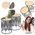 Zestaw 2 Stolików Kawowych do Salonu Glamour 2x Stolik Kawowy Okrągły Boho Loft Czarny Dąb Naturalny FOLLA Halmar