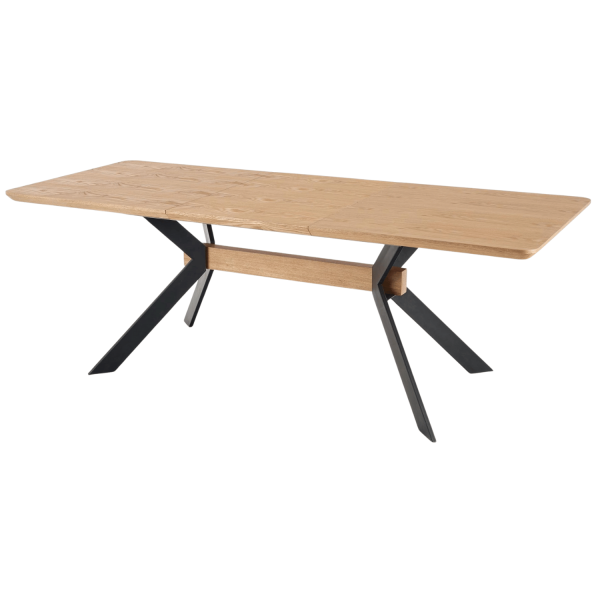 Industrialny Stół Rozkładany do Jadalni Salonu Loft Metalowe Nogi 160-220x90 Dąb Naturalny BACARDI Halmar