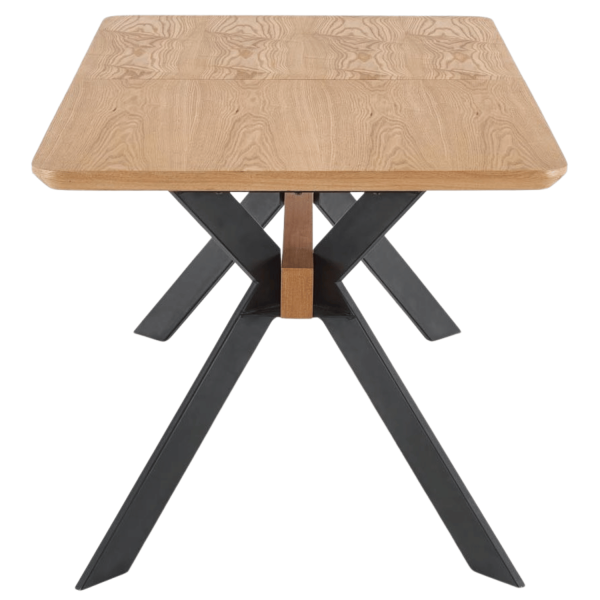 Industrialny Stół Rozkładany do Jadalni Salonu Loft Metalowe Nogi 160-220x90 Dąb Naturalny BACARDI Halmar
