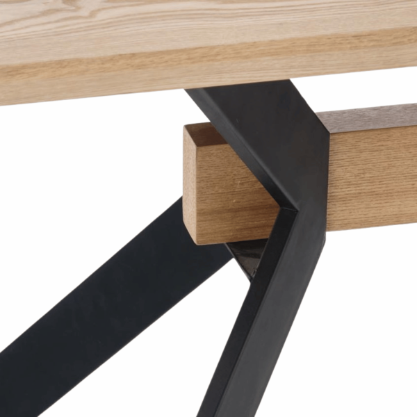 Industrialny Stół Rozkładany do Jadalni Salonu Loft Metalowe Nogi 160-220x90 Dąb Naturalny BACARDI Halmar