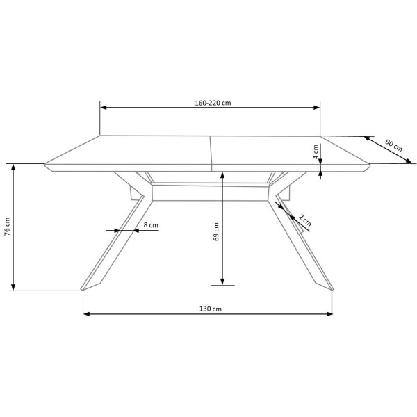 Industrialny Stół Rozkładany do Jadalni Salonu Loft Metalowe Nogi 160-220x90 Dąb Naturalny BACARDI Halmar