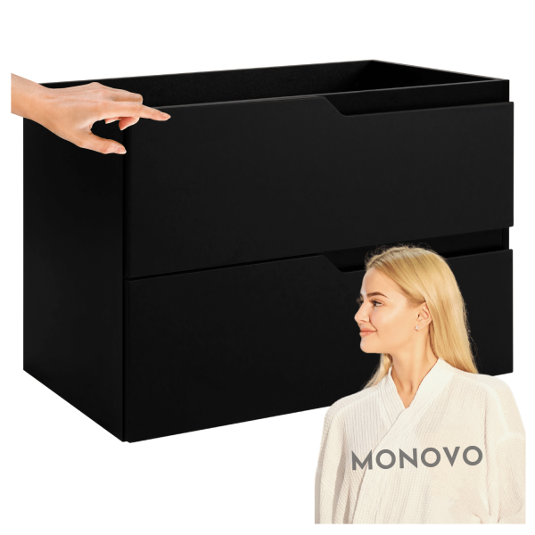 Szafka Wisząca Łazienkowa 80 cm Pod Umywalkę Czarna Matowa Elegancka MODERN