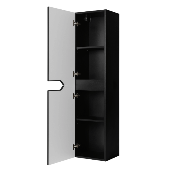 Czarny Słupek 136 cm do Łazienki Matowy Wiszący z Półkami Nowoczesny MODERN