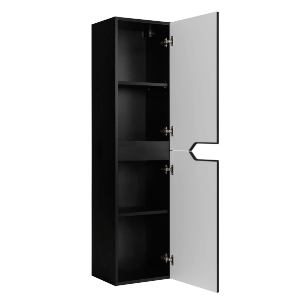 Czarny Słupek 136 cm do Łazienki Matowy Wiszący z Półkami Nowoczesny MODERN