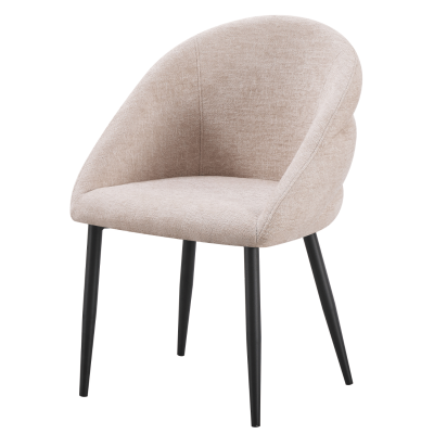 Beżowe Krzesło Tapicerowane Kubełkowe Nowoczesne Tkanina Szenilowa Beżowa Kaszmirowa do Salonu Jadalni LUSSO