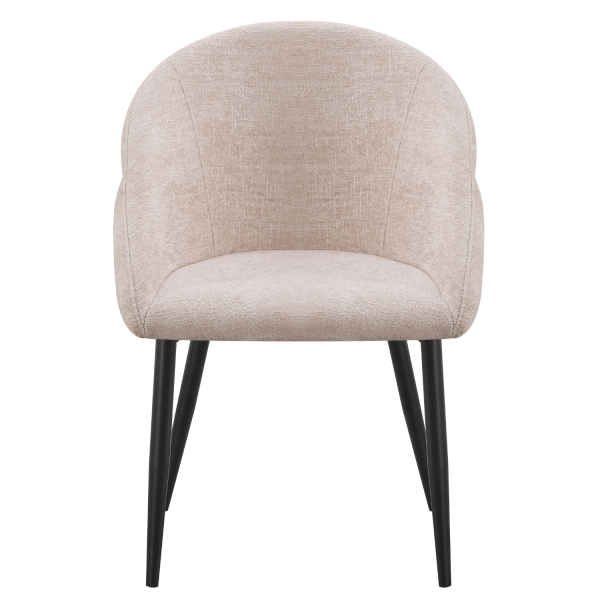 Beżowe Krzesło Tapicerowane Kubełkowe Nowoczesne Tkanina Szenilowa Beżowa Kaszmirowa do Salonu Jadalni LUSSO