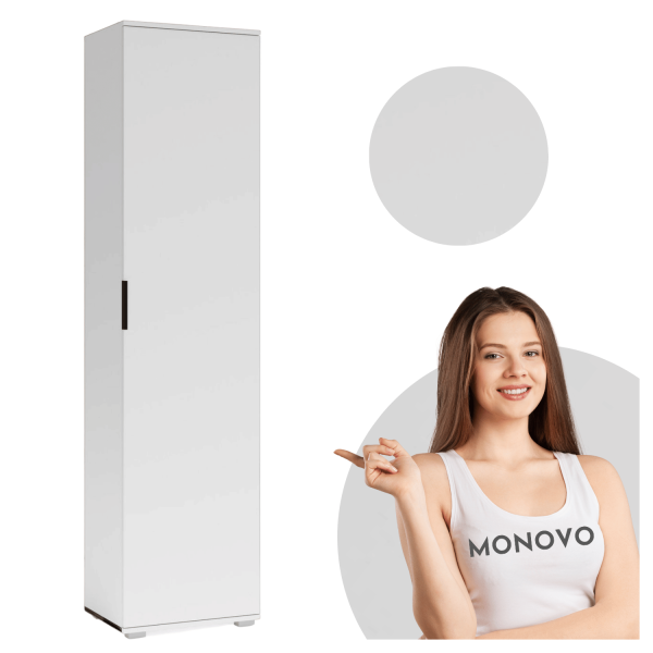 Nowoczesna Szafa Słupek do Przedpokoju Skandynawski Boho Biały CLIF SL-50 Halmar
