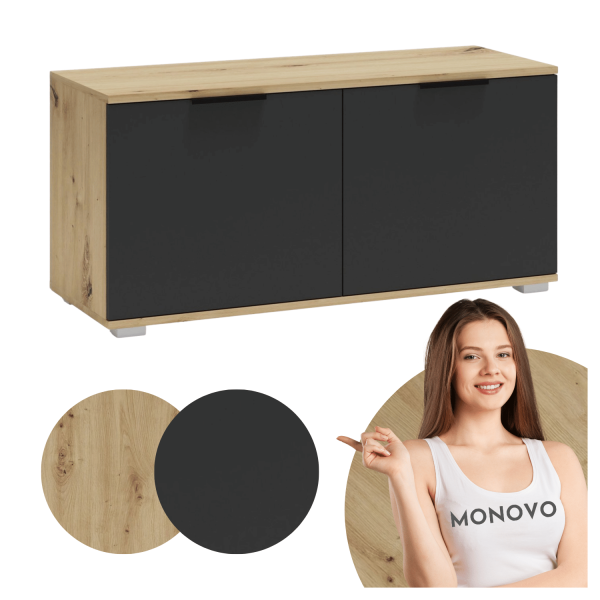Nowoczesna Szafka ze Schowkiem Ława Siedzisko do Przedpokoju Loft Dąb Artisan Antracyt CLIF ST-100 Halmar