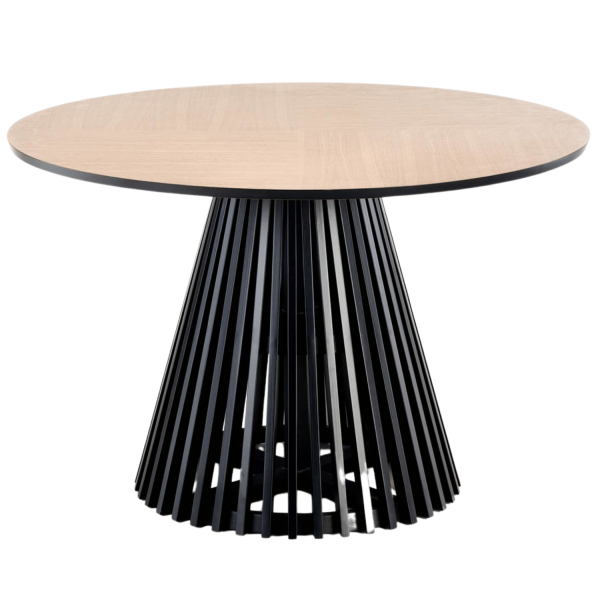 Nowoczesny Stół Okrągły 120 cm do Salonu Jadalni Loft Dąb Naturalny Czarny MIYAKI Halmar
