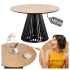 Nowoczesny Stół Okrągły 120 cm do Salonu Jadalni Loft Dąb Naturalny Czarny MIYAKI Halmar