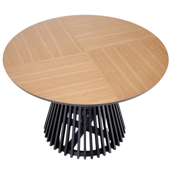 Nowoczesny Stół Okrągły 120 cm do Salonu Jadalni Loft Dąb Naturalny Czarny MIYAKI Halmar