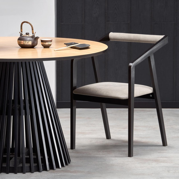 Nowoczesny Stół Okrągły 120 cm do Salonu Jadalni Loft Dąb Naturalny Czarny MIYAKI Halmar