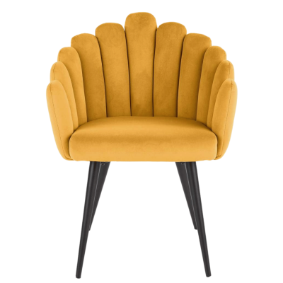 ❤️ Krzesło Tapicerowane Muszelka Loft K410 Musztardowe Żółte Halmar ⭐