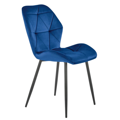 ❤️ Krzesło Welurowe do Jadalni Loft K453 Granatowe Niebieskie Halmar ⭐