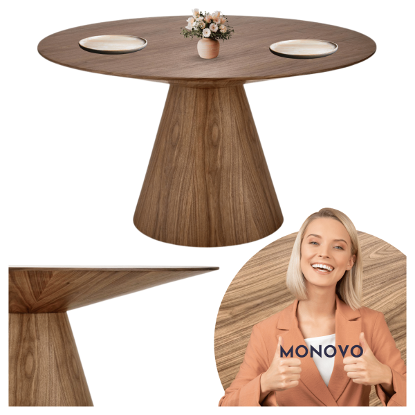 Nowoczesny Stół Okrągły do Salonu Jadalni Loft Boho Orzechowy HENDERSON Halmar
