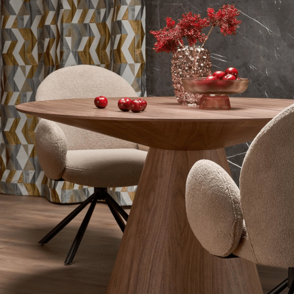 Nowoczesny Stół Okrągły do Salonu Jadalni Loft Boho Orzechowy HENDERSON Halmar