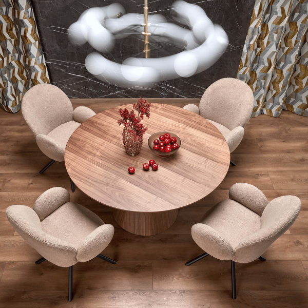 Nowoczesny Stół Okrągły do Salonu Jadalni Loft Boho Orzechowy HENDERSON Halmar