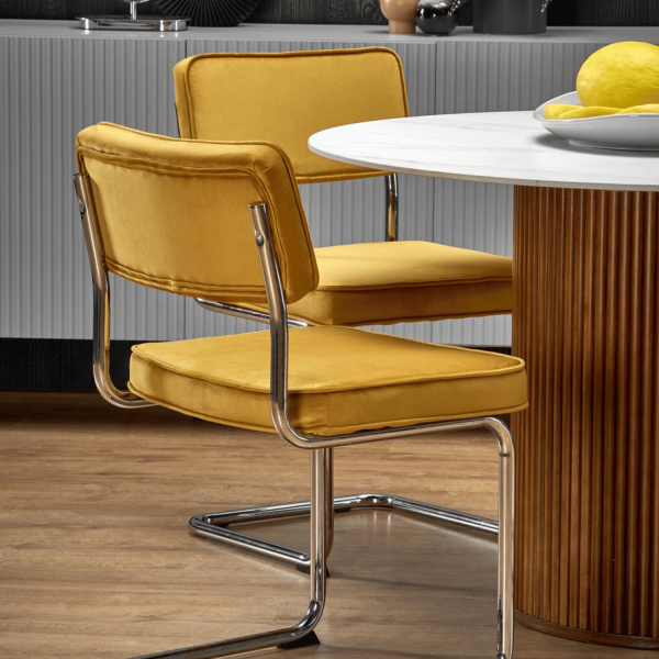 Nowoczesny Stół Okrągły do Salonu Jadalni 120 cm Modern Skandynawski Industrial Biały Marmur Orzechowy BRUNO Halmar