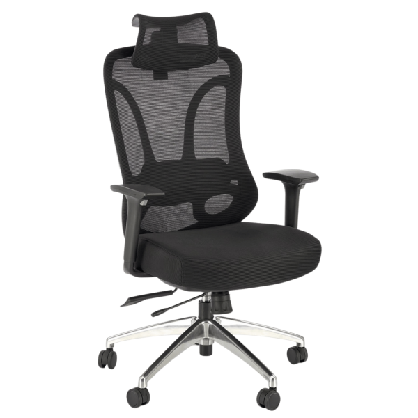 Ergonomiczny Fotel Obrotowy Biurowy do Komputera Modern Czarny Siatka GILBERTO Halmar