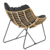 Fotel Wypoczynkowy Rattan WHISPER Czarny Tapicerowany Naturalny Halmar