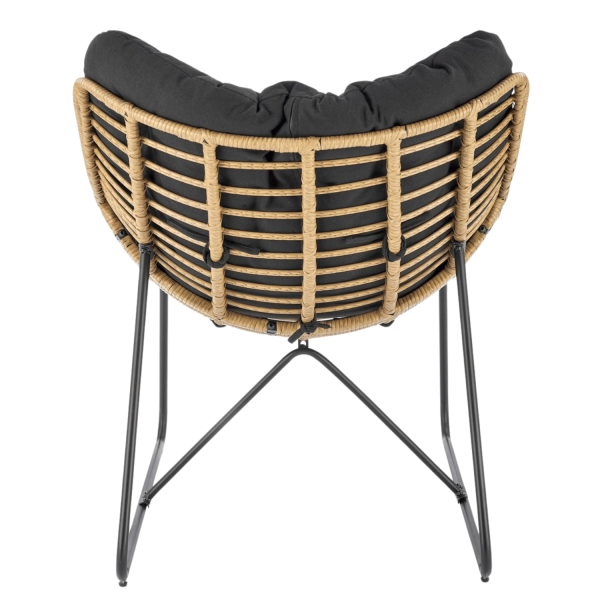 Fotel Wypoczynkowy Rattan WHISPER Czarny Tapicerowany Naturalny Halmar