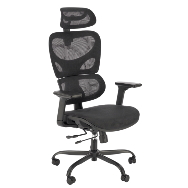 ❤️ Fotel Ergonomiczny Gabinetowy Obrotowy GOTARD Czarny Siatka Halmar⭐