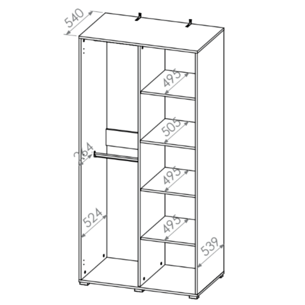 Szafa do Przedpokoju Sypialni Dwudrzwiowa Wysoka Mat Dąb Craft Złoty Stal Premium Czarna Nowoczesna 92 cm Loft COLT 02