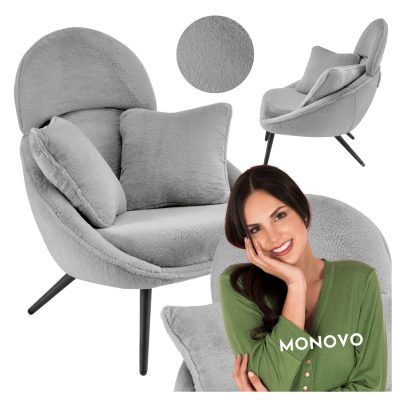 Fotel Tapicerowany do Salonu Loft MERRY Szary z Poduszką Halmar